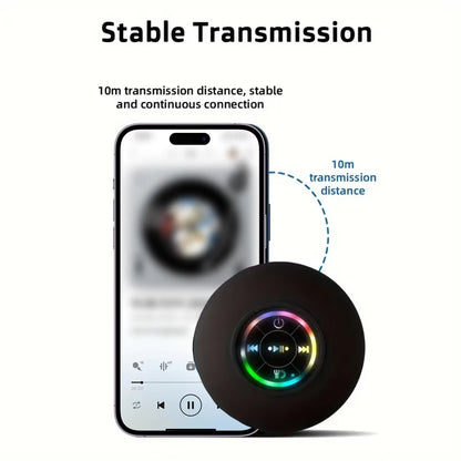 Portable Waterproof Bluetooth Speaker – LED Mini Loudspeaker with Suction Cup and Stereo Sound for Shower and Outdoor Use