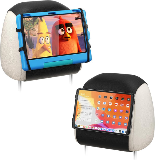 Car Headrest Mount with Adjustable Angle & Safe Silicone Holder 