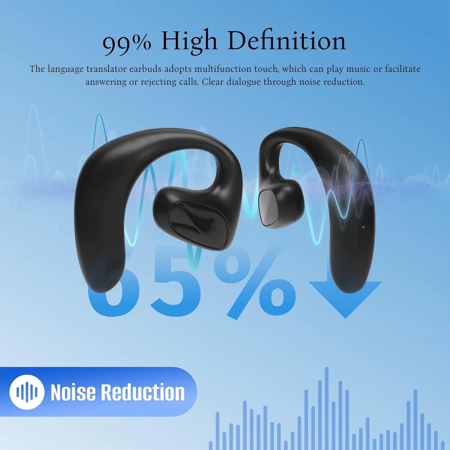 M8 Language Bluetooth Translator Earbuds - Supports Translation in 144 Languages, Online and Offline Functionality