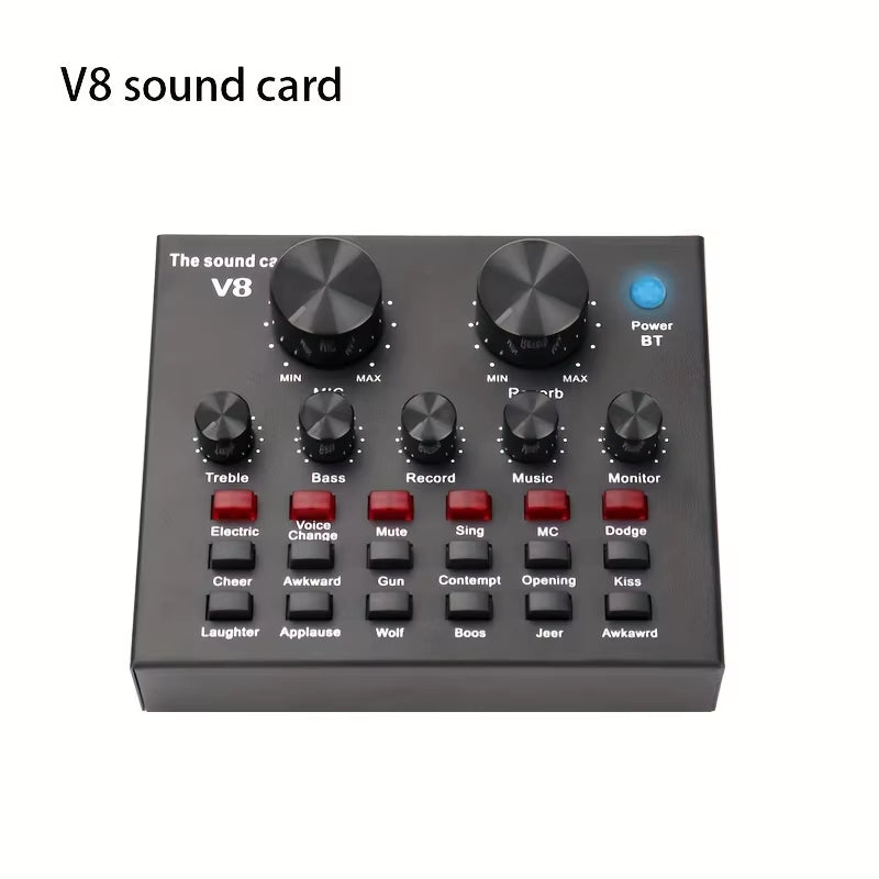 Cross-Border Hot Style V8 Sound Card for Streaming