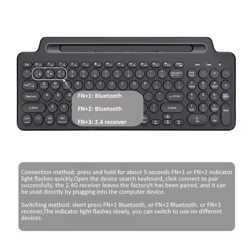 Wireless Keyboard with Touchpad Card Slot Keyboard for Laptop/Tablet/Android/IOS