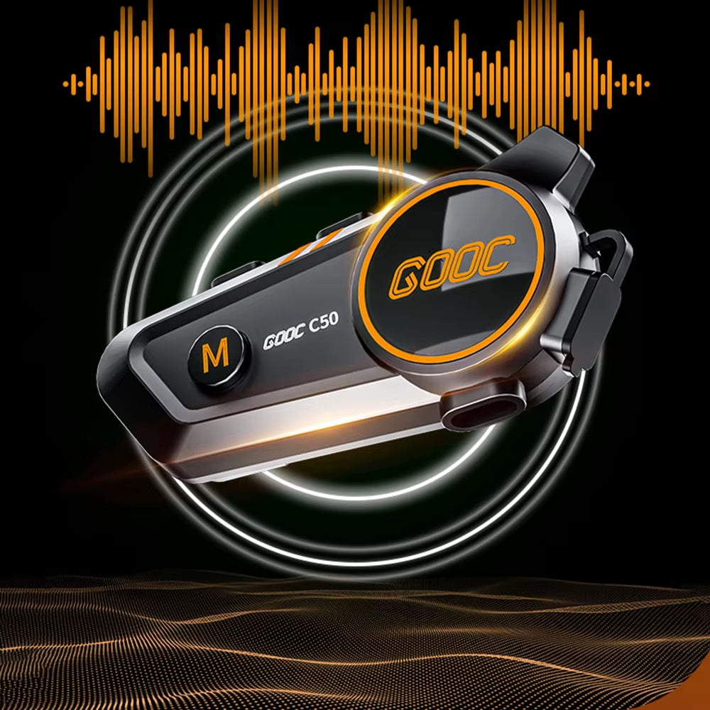 Bluetooth 5.3 Motorcycle Helmet Intercom Headset - Waterproof 300M Communication Speaker Earphone