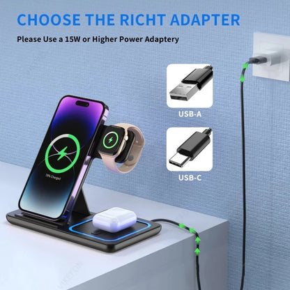3-in-1 Foldable Wireless Charging Station for iPhone, Apple Watch & AirPods