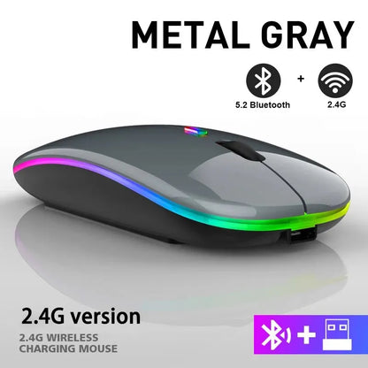Wireless RGB Gaming Mouse – Rechargeable Bluetooth Mouse with LED Backlight and 3600 DPI for Laptop and PC