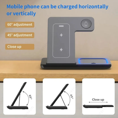 3-in-1 Foldable Wireless Charging Station for iPhone, Apple Watch & AirPods