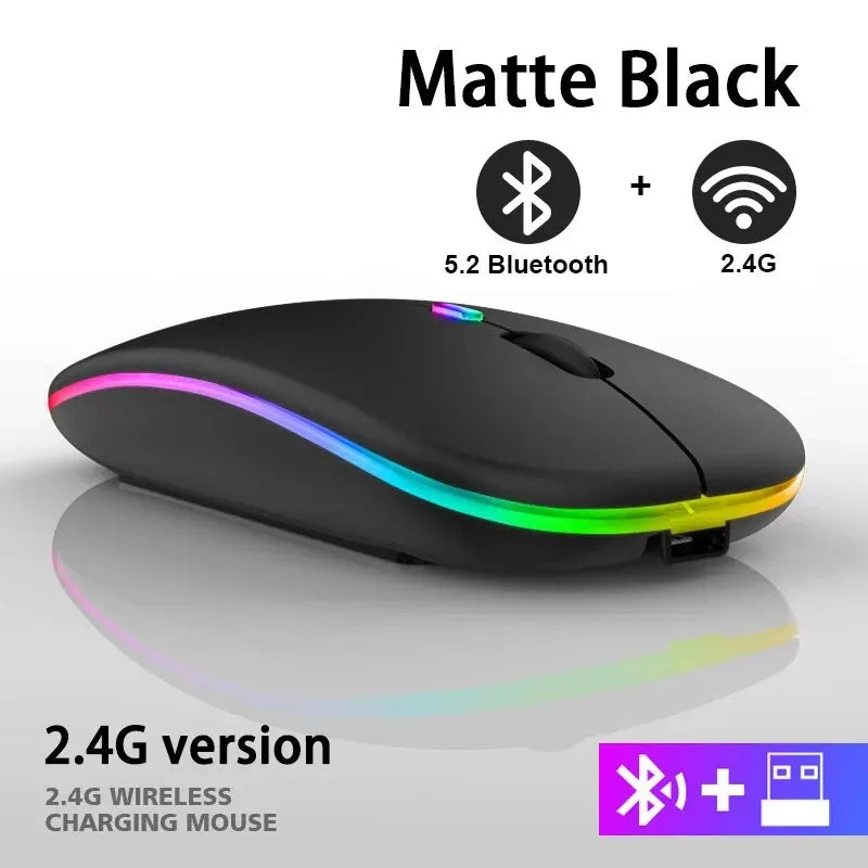 Wireless RGB Gaming Mouse – Rechargeable Bluetooth Mouse with LED Backlight and 3600 DPI for Laptop and PC