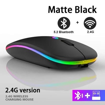 Wireless RGB Gaming Mouse – Rechargeable Bluetooth Mouse with LED Backlight and 3600 DPI for Laptop and PC