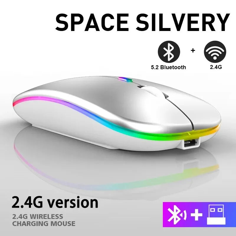 Wireless RGB Gaming Mouse – Rechargeable Bluetooth Mouse with LED Backlight and 3600 DPI for Laptop and PC