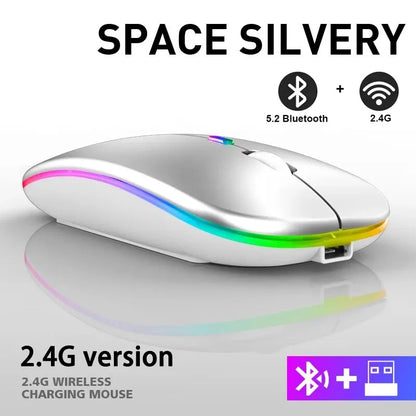 Wireless RGB Gaming Mouse – Rechargeable Bluetooth Mouse with LED Backlight and 3600 DPI for Laptop and PC