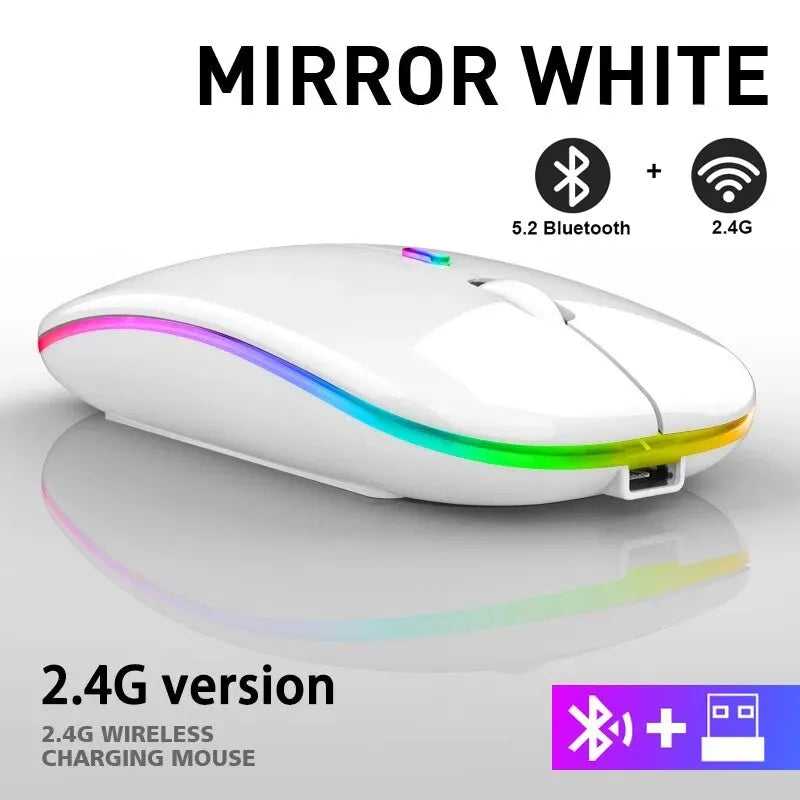 Wireless RGB Gaming Mouse – Rechargeable Bluetooth Mouse with LED Backlight and 3600 DPI for Laptop and PC
