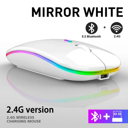 Wireless RGB Gaming Mouse – Rechargeable Bluetooth Mouse with LED Backlight and 3600 DPI for Laptop and PC