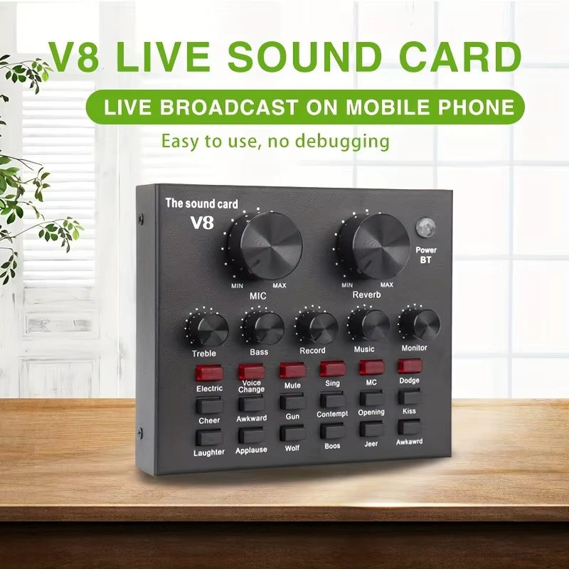 Cross-Border Hot Style V8 Sound Card for Streaming