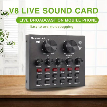 Cross-Border Hot Style V8 Sound Card for Streaming