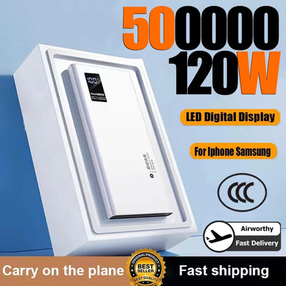 Xiaomi Power Bank 500000Mah 120W Super Fast Charging Large Capacity Battery Charging Powerbank for Iphone Samsung Huawei