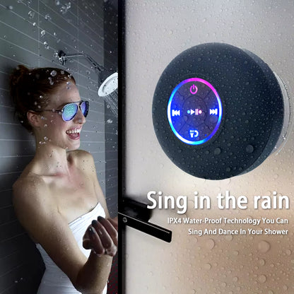 Portable Waterproof Bluetooth Speaker – LED Mini Loudspeaker with Suction Cup and Stereo Sound for Shower and Outdoor Use