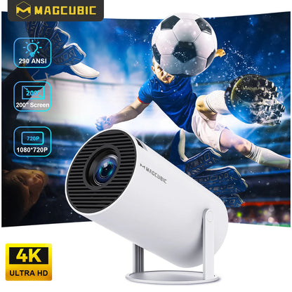 HY300 PRO 4K Projector with Android 11, Dual Wi-Fi 6, 290 ANSI Lumens, Allwinner H713, Bluetooth 5.0, 1080P, and 1280x720P for Home and Outdoor Cinema